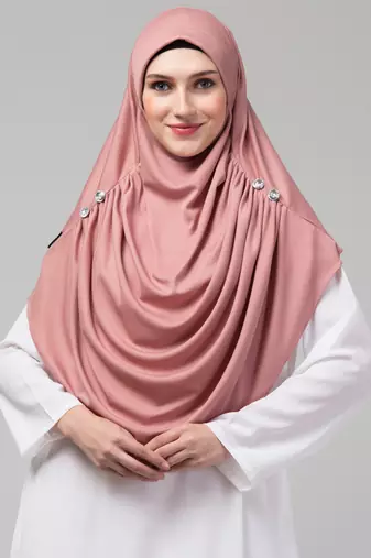 Nazneen front gather & pleated with Cristal stone ready to wear prayer Hijab 