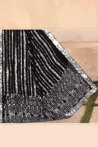  Black Georgette c Girlish Partywear Sequins Work Saree