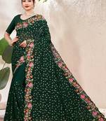 Green Georgette c Girlish Partywear Sequins Work Saree