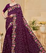  Wine Georgette c Girlish Partywear Sequins Work Saree