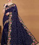  Blue Georgette c Girlish Partywear Sequins Work Saree
