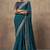 Designer partywear teal colour saree with embroidery work and heavy work blouse