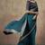 Designer partywear teal colour saree with embroidery work and heavy work blouse