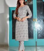 Grey colour ethnic kurta bottom set for trendy girls