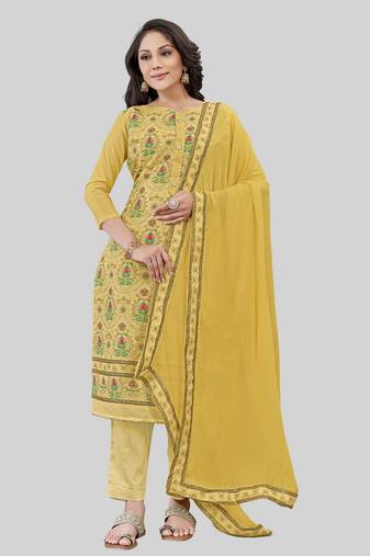 Sober and classy mustard colour ceremonial girlish suit