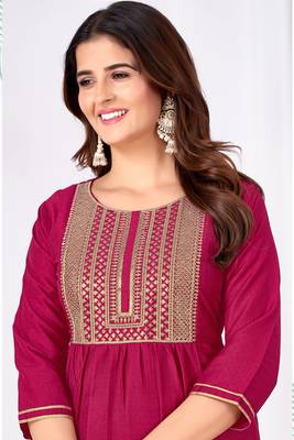 Magenta vertical silk thread sequins embroidery work salwar kameez 2