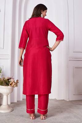Magenta vertical silk thread sequins embroidery work salwar kameez 4