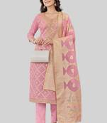 Pink colour festive looks designer woven chanderi silk suit