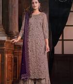 Mouve colour designer embroidery work girlish partywear net salwar kameez