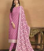 Pink colour heavy designer thread embroidery work faux georgette fabric partywear salwar kameez