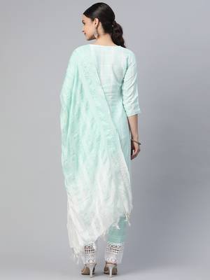 Riva enterprise women's south cotton  kurta pant duppata set 3