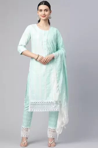 Riva enterprise women's south cotton  kurta pant duppata set