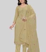 Brown colour beautiful thread crafted modal silk salwar kameez