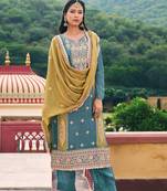 Heavy embroidery work sky blue colour ethnic partywear salwar suit