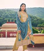 Heavy embroidery work brown colour ethnic partywear salwar suit