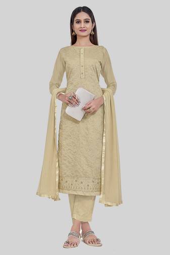Smart and girlish brown colour designer thread work girlish festive suit