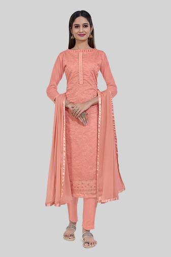 Smart and girlish pink colour designer thread work girlish festive suit