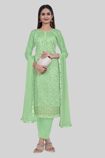 Smart and girlish green colour designer thread work girlish festive suit