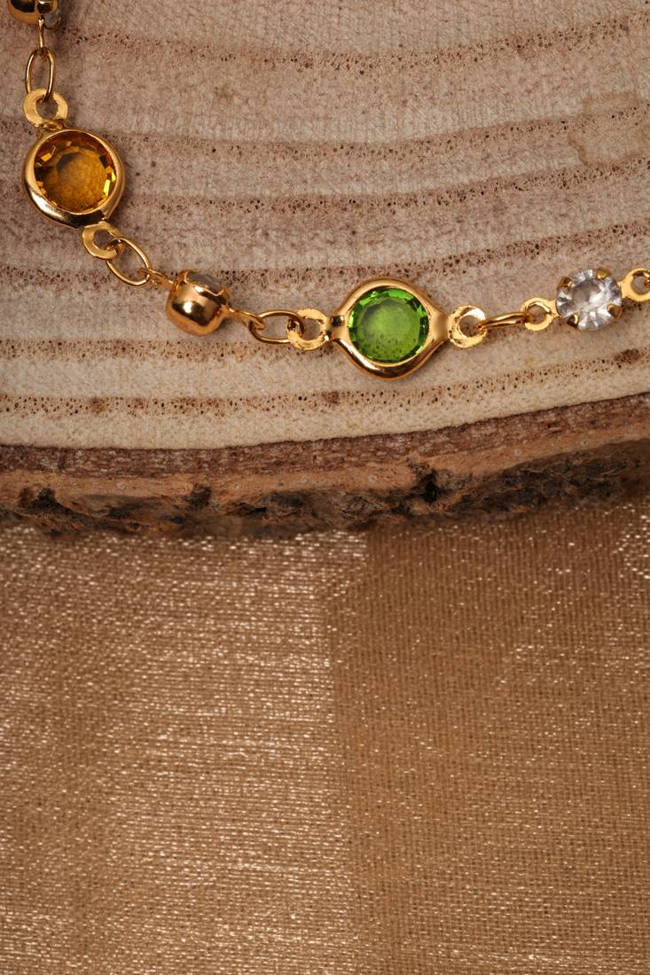 Vibrant Gold-Plated Multi-Stone Bracelet