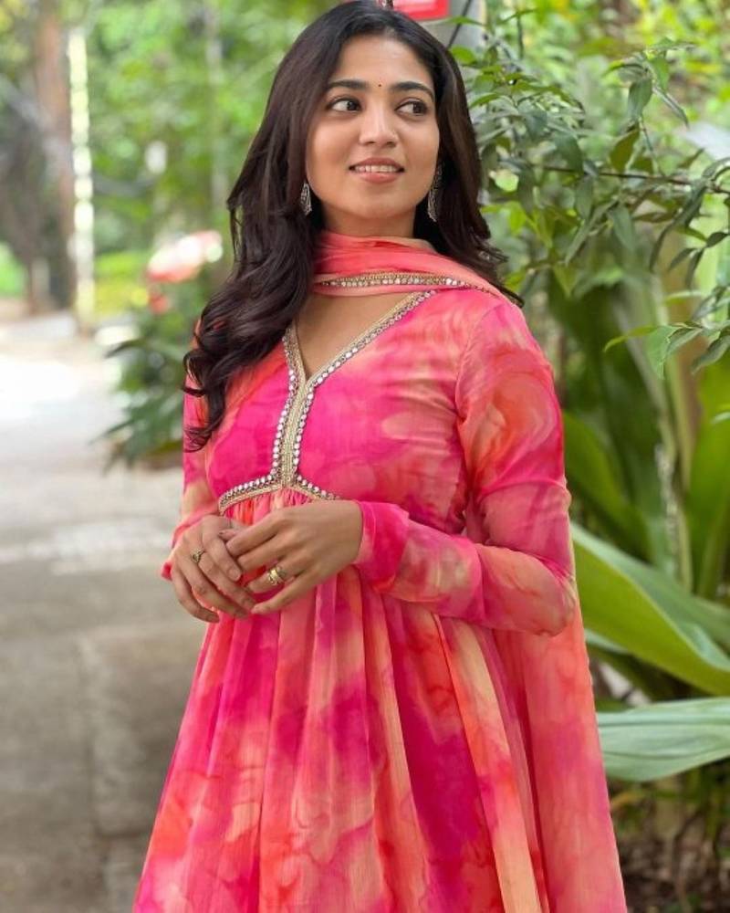 Multicolor Georgette Anarkali Kurta, Pant and Dupatta Set With Digital Print