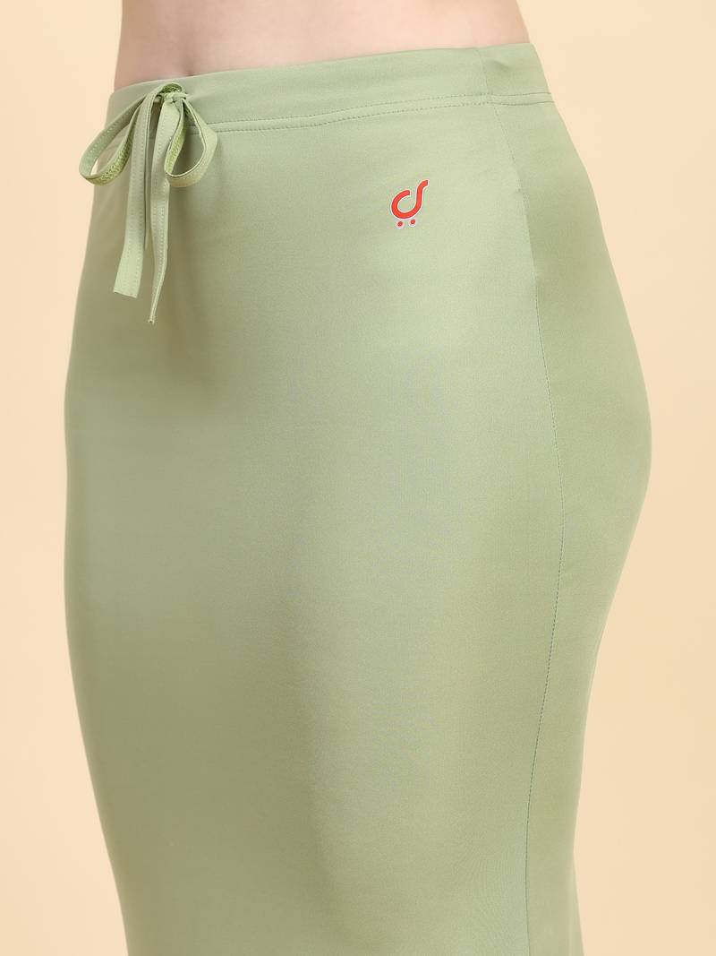 Olive Green Lycra Spandex Saree Shapewear Skirt Petticoat for Women