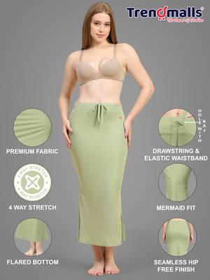 Trendmalls Olive Green Lycra Spandex Saree Shapewear Skirt Petticoat for Women 8