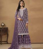 LAVENDER GEORGETTE STRAIGHT EMBROIDERED SHARARA SALWAR KAMEEZ