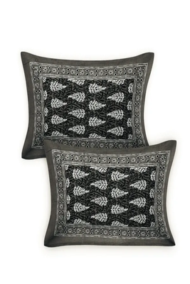 black motif printed cotton double bedsheet with 2 pillow cover (90x100inch) 3