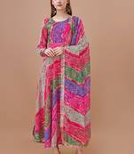 Multicolor Georgette Bollywood Designer Gown Kurti With Dupatta