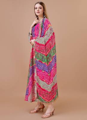 Multicolor Georgette Bollywood Designer Gown Kurti With Dupatta 3