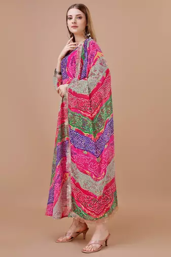 Multicolor Georgette Bollywood Designer Gown Kurti With Dupatta