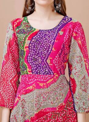 Multicolor Georgette Bollywood Designer Gown Kurti With Dupatta 4