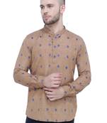 men's beige khaki lyocell short kurta