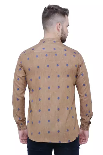 men's beige khaki lyocell short kurta