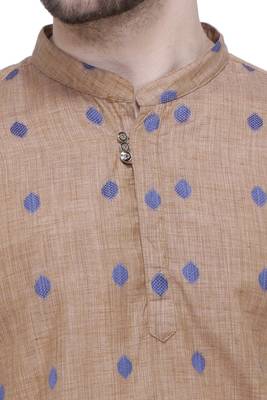 men's beige khaki lyocell short kurta 5