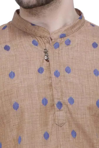 men's beige khaki lyocell short kurta