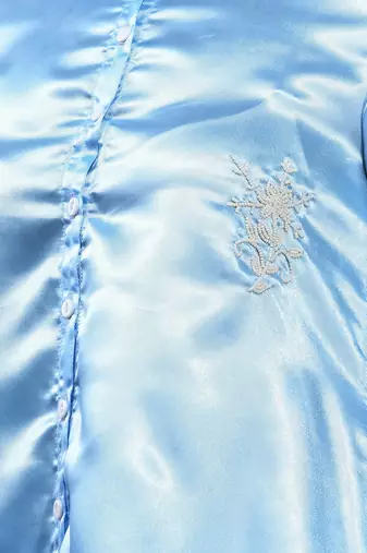 Sky blue satin co-ord set with beads work
