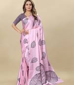 Pink Satin Saree With Unstitched Blouse Piece