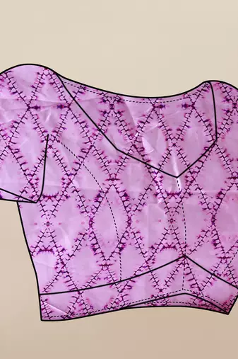 Purple Satin Saree With Unstitched Blouse Piece