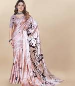 Rose Gold Satin Saree With Unstitched Blouse Piece