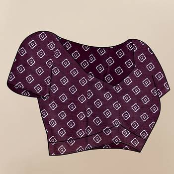Wine Satin Saree With Unstitched Blouse Piece 5