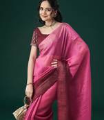 Kasee Women'S Woven Design Embellished Sarees With Unstitched Blouse Piece