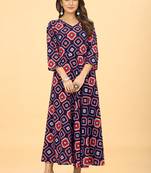 Navy Blue Georgette Geometric Print Party Wear Long Kurti
