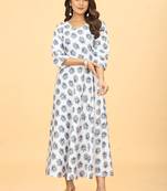 White Georgette Floral Print Party Wear Long Kurti