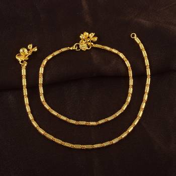 Brass gold payal pajab anklets women 4