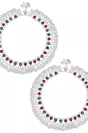 Brass silver payal pajeb anklet women
