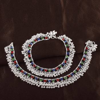 Brass silver payal pajeb anklet women 4