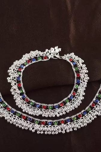 Brass silver payal pajeb anklet women