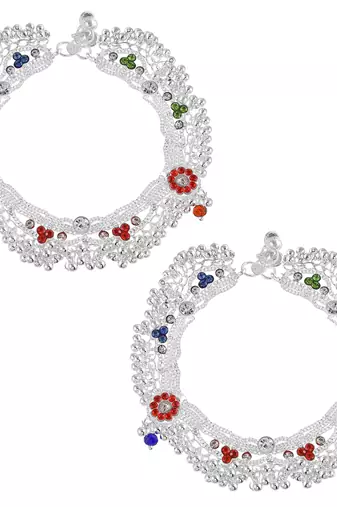 Brass silver payal pajeb anklet women