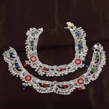 Brass silver payal pajeb anklet women 4